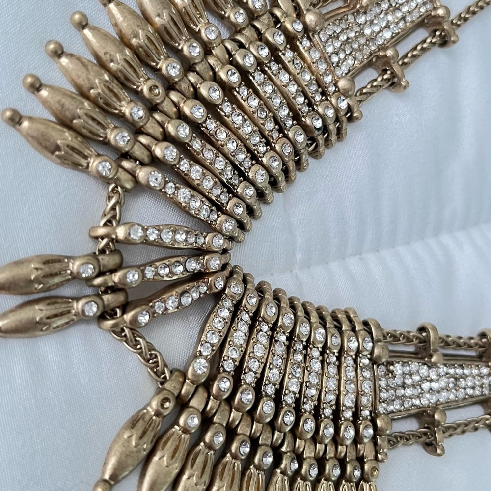 Gold and Silver Statement Necklace with Dramatic Collar Design